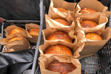 Kağıt ambalaj, özel işadamlarının fırın ürünleri içinde ev yapımı pişmiş ekmek