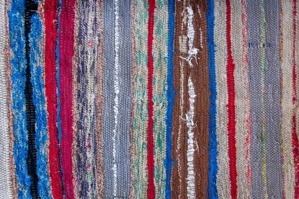 Traditional Ukrainian Ornament Carpet Self Sewed Pattern Linen Fabric Multicolored — Stock Photo, Image