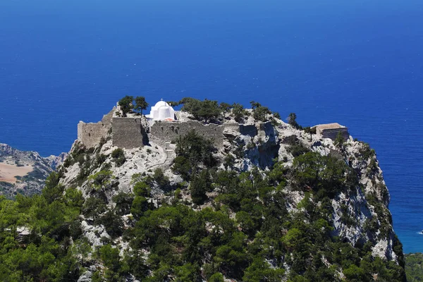 Monolithos vár tájkép a rhodes island, Görögország — Stock Fotó