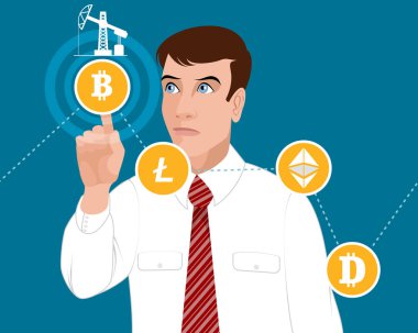 Vector illustration of the concept of cryptocurrencies clipart