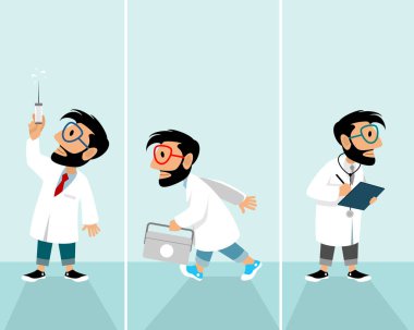 Hipster tıbbi durumlarda vektör çizim