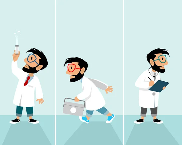 Ilustración Vectorial Hipster Situaciones Médicas — Vector de stock