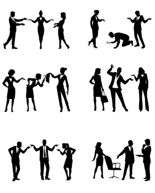 Eylem iş adamları siluetleri vektör çizim