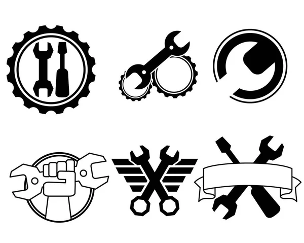 Векторная Иллюстрация Логотипов Шести Ремонтных Мастерских Лицензионные Стоковые Векторы