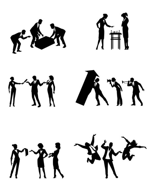 Vector illustration of scenes of business people in action