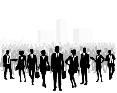Büyük bir kalabalık iş adamları vektör çizim