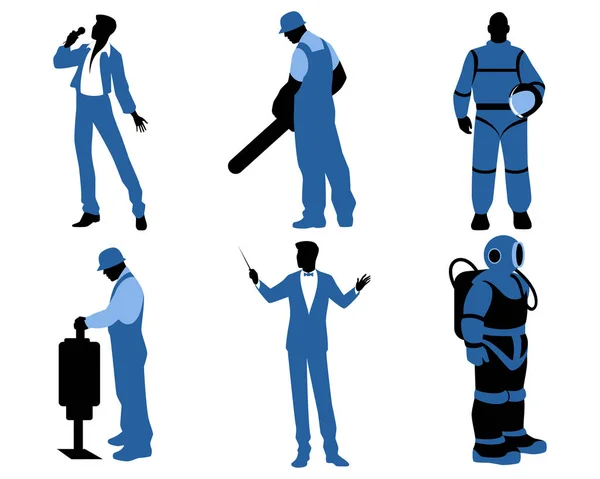 Vector Illustration Silhouettes People Different Professions — Stock Vector