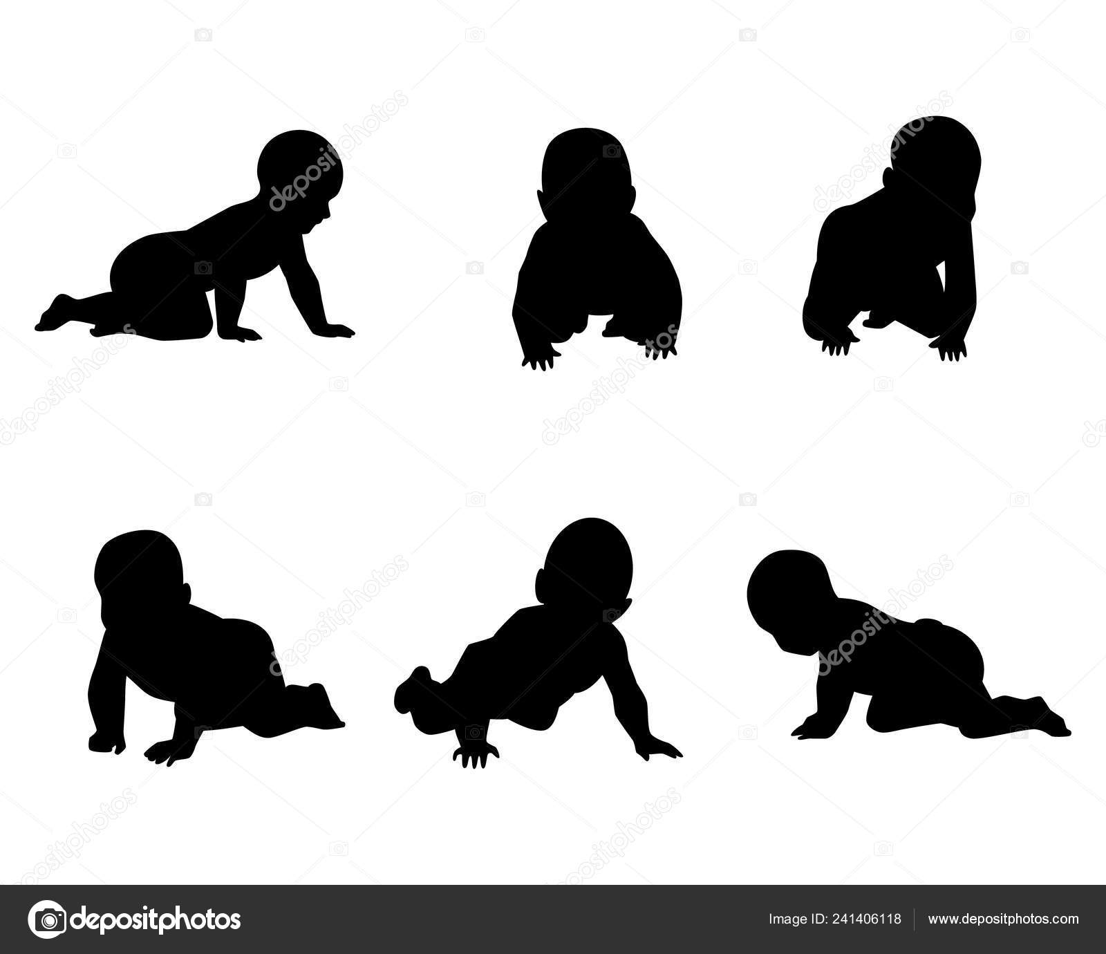 아기의 실루엣의 집합의 일러스트 스톡 벡터 - ©Ashva 241406118, image size:1600x1380