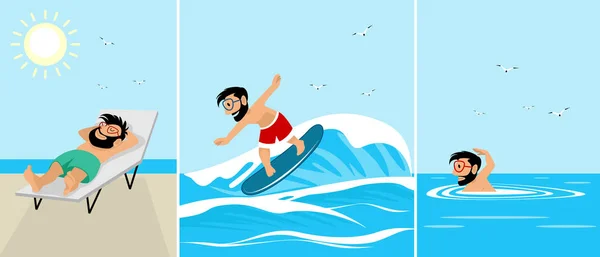 Illustration Vectorielle Des Hipsters Sur Mer Vecteurs De Stock Libres De Droits