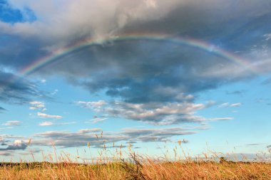 Gökkuşağının üstünde alan, yaz manzara.