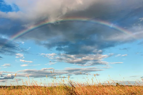 Gökkuşağının üstünde alan, yaz manzara.