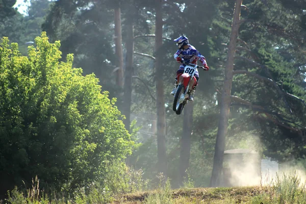 Motociclista Competición Ciudad Bor Rusia Agosto 2014 —  Fotos de Stock