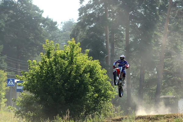 Motociclista Competición Ciudad Bor Rusia Agosto 2014 —  Fotos de Stock