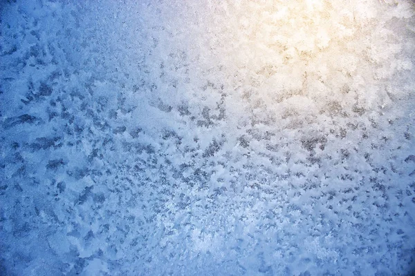 Frosty Natural Pattern Sun Winter Window — Stock Photo, Image