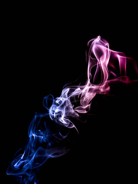 Smoke red blue on a black background.