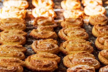 Ev yapımı kurabiyeler. Ev yapımı pişirme. Seçici odak.