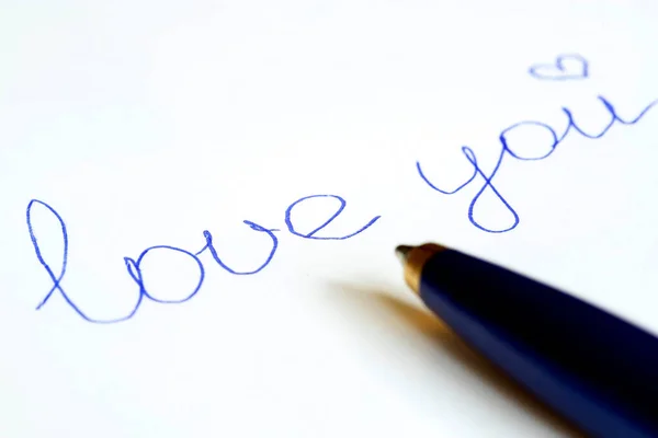 Pen Lettering Paper Love You — Stock Photo, Image