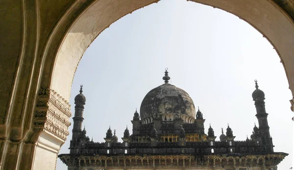 Los Elementos Arquitectónicos Decoración Tumba Mezquita Ibrahim Rauza Bidzhapur India — Foto de Stock