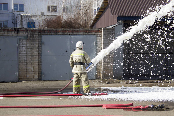 Firefighters practise victim support skills during the exercise
