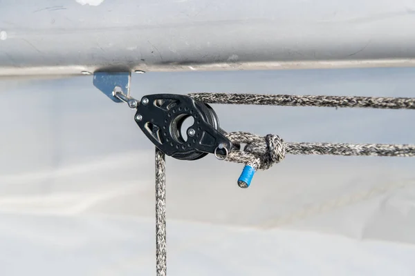 Sailing yacht rigging equipment: Jib Genoa block closeup