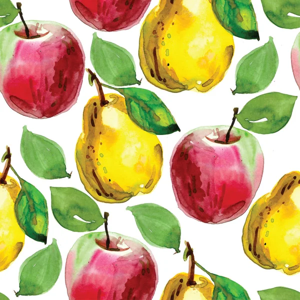 Set with a pear in a cut, yellow pears painted in watercolor. hand drawn watercolor illustration of fruits.