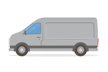 Van mock-up. Tasarım şablonu çeşitli hizmetler: teslim, tamir, teknik destek, beyaz arka plan üzerinde izole. Vektör çizim.