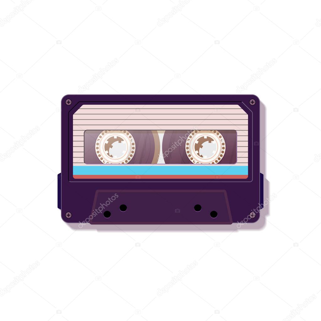 Vintage audio cassette. Nostalgia of the 80's 90's. Vector illustration.