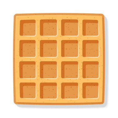 Kare gözleme. Yumuşak Belçika Waffle. Gerçekçi tarzı. Tatlı şablonu. Vektör çizim.