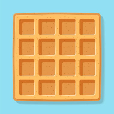 Kare gözleme. Yumuşak Belçika Waffle. Gerçekçi tarzı. Tatlı şablonu. Vektör çizim.