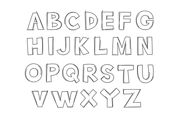 İngilizce alfabe el doodle tarzı çizilmiş.