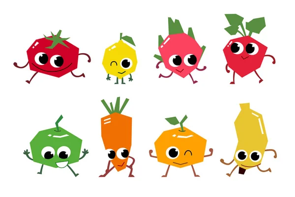 Set of fruit cartoon characters.