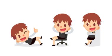 Eylemlerde küçük iş kadını karakteri ayarlayın. Dinlenme zamanı.