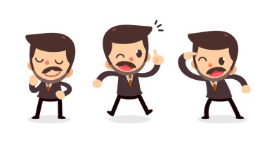 Eylemlerde küçük işadamı karakteri ayarlayın. Fikir Alın.