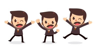 Eylemler küçük işadamı karakter kümesi. Memnun ve mutlu.