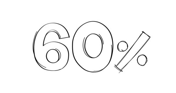 Відсотків Намальованої Лінії Каракулі Анімовані — стокове відео