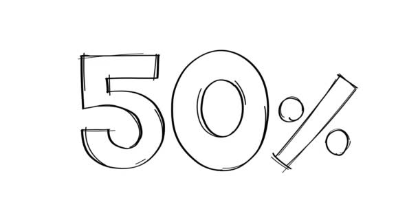 Percent Hand Drawn Doodle Line Animated — Stock Video