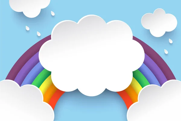 Clouds Rainbow Paper Art Style Postcard Poster — Stock Photo, Image