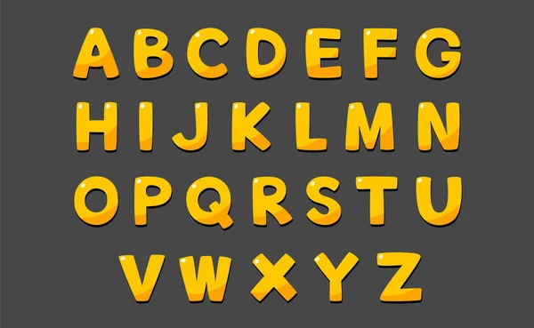 Χαριτωμένο Αλφάβητο Στυλ Κινουμένων Σχεδίων Και Κίτρινο Χρυσό Χρώμα — Φωτογραφία Αρχείου
