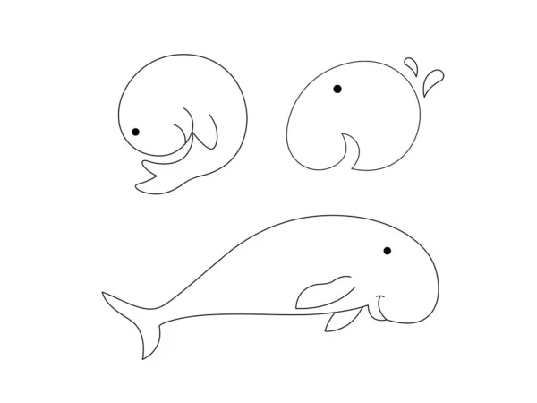 Dugong Dugon Sea Ocean Animal Line Doodle Art Style Line — Stock Photo, Image