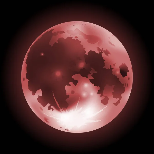Vektorillustration Röda Fullmånen Mörk Bakgrund — Stock vektor