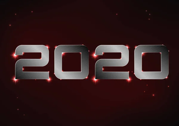 붉은 밤하늘에 금속 번호 2020 의 삽화 — 스톡 벡터