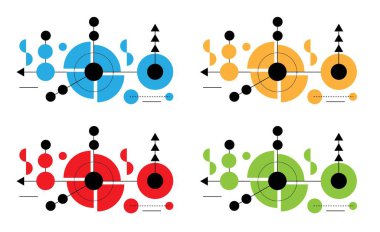 Hi Tech Tasarım Elementleri Çizgileri ve Çemberler Modern Soyut Resimler. Grafik tasarım elemanları ve kaynak vektör sanatı