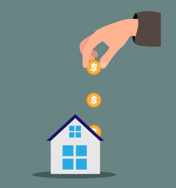 House Flat Style 'a El Yatırım. Ev giderleri ve emlak işletme vektör sanatı