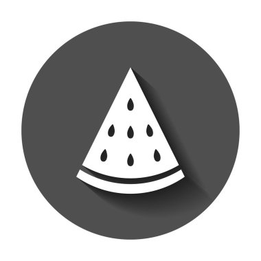 Karpuz işareti simge vektör. Olgun meyve illüstrasyon. İş kavramı basit düz piktogram uzun gölge ile.