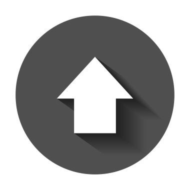 Ok simgesi. Vektör çizim uzun gölge ile. İş kavramı ok düz piktogram.