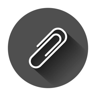 Ataş ek vektör simgesi. Ataç illüstrasyon uzun gölge ile. Dosya iş belge ekleyin.