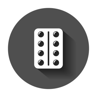 Düz stil hap vektör simgesi. Tablet illüstrasyon uzun gölge ile. Kapsül sağlık kavramı.