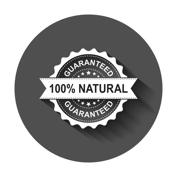 100 Natuurlijke Grunge Rubberstempel Vectorillustratie Met Lange Schaduw Bedrijfsconcept Gegarandeerd — Stockvector
