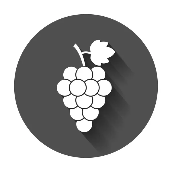 Grape Fruit Met Blad Pictogram Vectorillustratie Met Lange Schaduw Bedrijfsconcept — Stockvector
