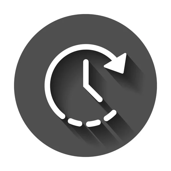 Reloj Icono Tiempo Estilo Plano Ilustración Vectorial Con Sombra Larga — Vector de stock